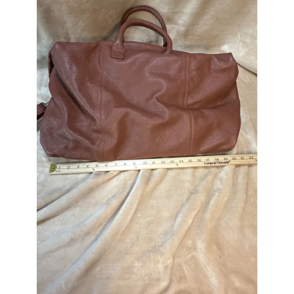 Royce New York Duffel Bag Unisex Large Brown Pebbled Leather Weekender Travel